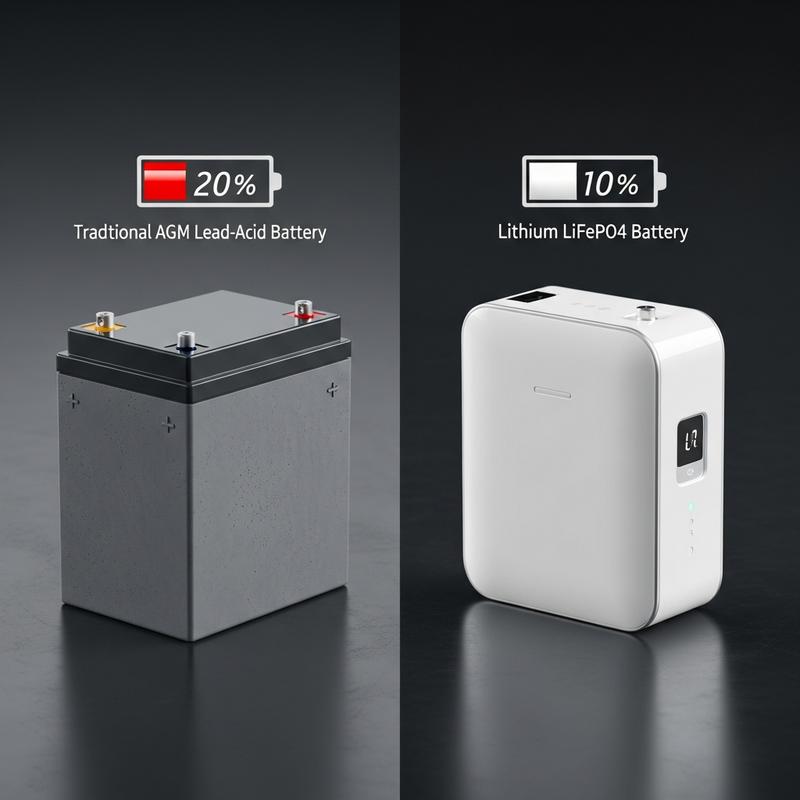 Graphique comparatif des performances entre batterie AGM et Lithium LiFePO4
