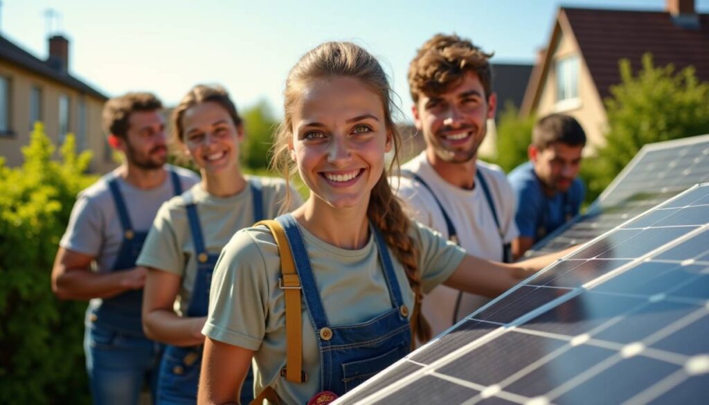 panneaux-solaire-installation-femme-souriante
